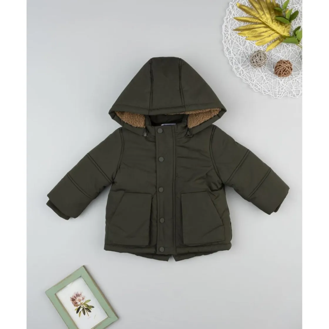 Prenatal Abrigo acolchado verde con pelo sintético para niño* Niño·Bebé Niño 3-36 Meses|Bebé Niño 3-36 Meses·Abrigos Y Plumíferos