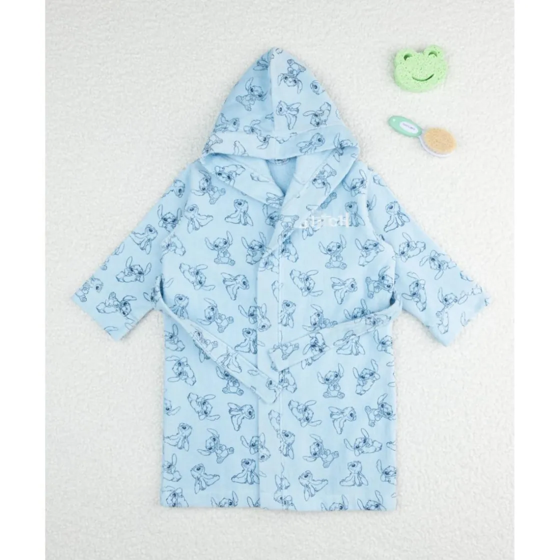 Prenatal Albornoz infantil de rizo suave con Stitch