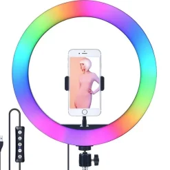 KLACK EUROPE Aro de luz 26 cm Led 9 colores con trípode 210 cm