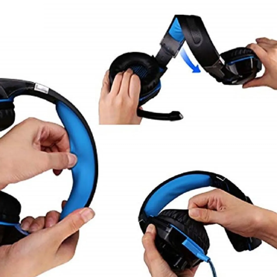 KLACK EUROPE Auriculares Gaming con LED y control de volumen para consola PS4, XBOX y PC Azul