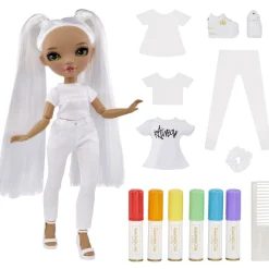 RAINBOW HIGH BABY born - Muñeca de moda Color & Create con ojos verdes y accesorios extra