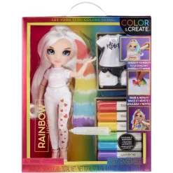 RAINBOW HIGH BABY born - Muñeca Fashion DIY ojos azules, top y zapatos extra, rotuladores lavables arcoiris* Muñecas