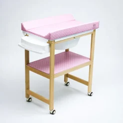 PLASTIMYR Bañera de Madera Natural Sobrebidé Topos Rosa* Baño Y Accesorios·Bañeras Cambiador
