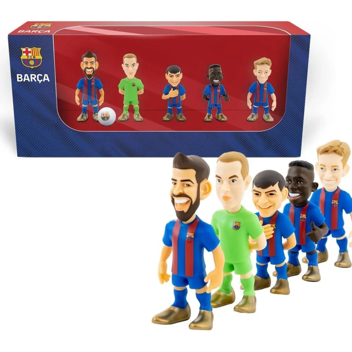 BANDAI - Pack de 5 muñecos del Futbol Club Barcelona de 7 cm