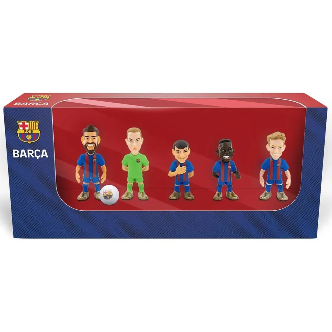 BANDAI - Pack de 5 muñecos del Futbol Club Barcelona de 7 cm