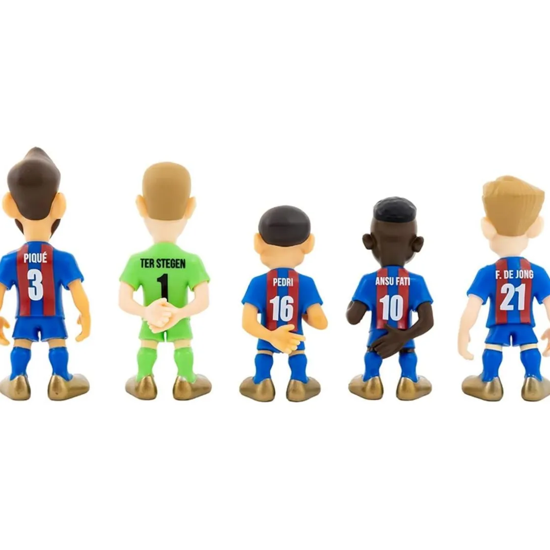 BANDAI - Pack de 5 muñecos del Futbol Club Barcelona de 7 cm