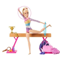 MATTEL Barbie - Conjunto Muñeca Gimnasta con Barra y Accesorios ㅤ* Muñecas