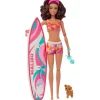 MATTEL Barbie - Muñeca Barbie con tabla de surf y accesorios ㅤ* Muñecas