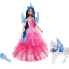 MATTEL Barbie - Muñeca Celebración Zafiro con Vestido Rosa y Unicornio ㅤ
