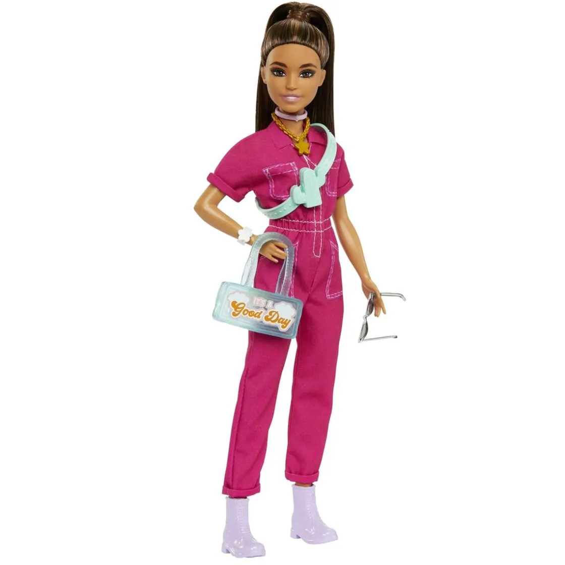 MATTEL Barbie - Muñeca con Mono Rosa y Complementos de Moda ㅤ* Muñecas