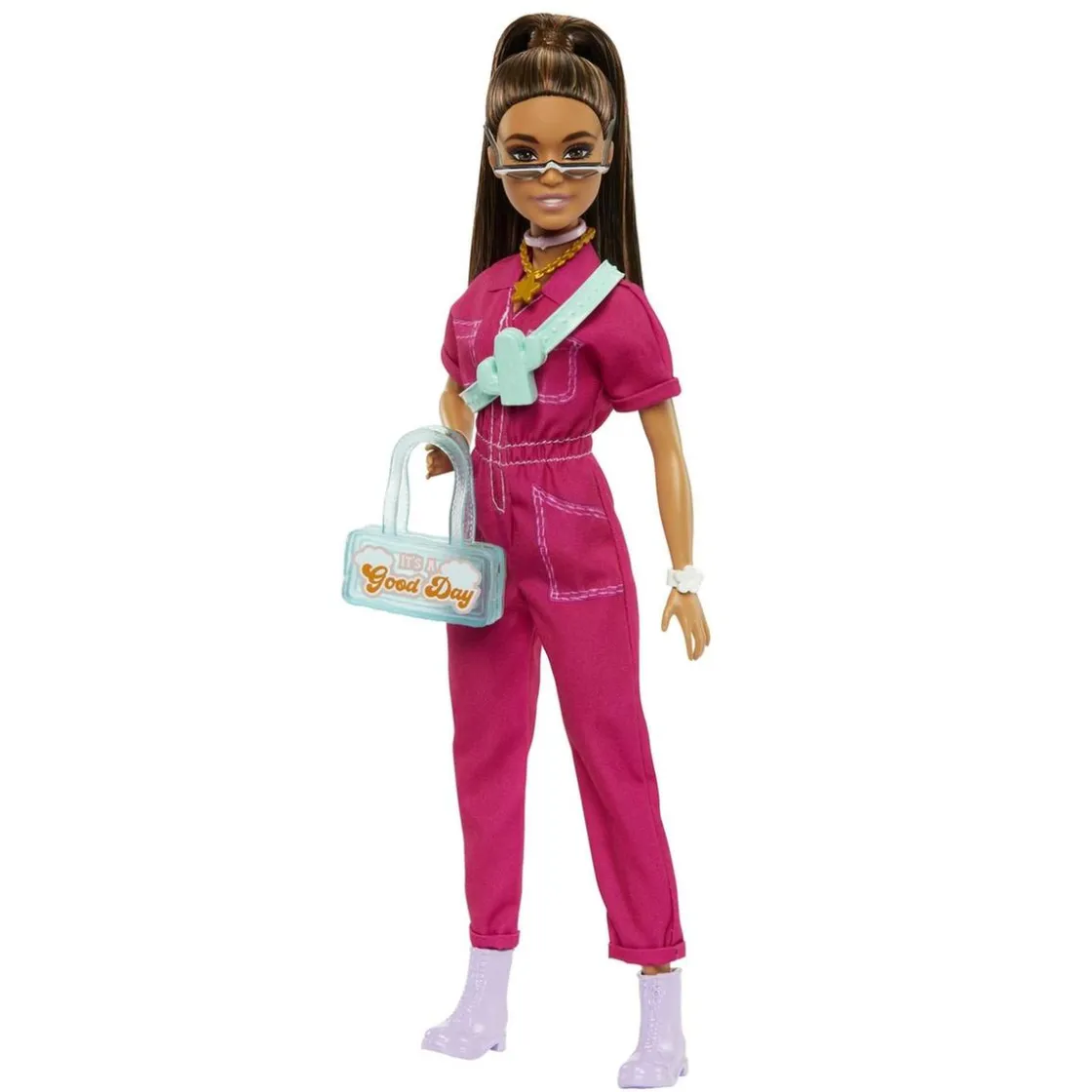 MATTEL Barbie - Muñeca con Mono Rosa y Complementos de Moda ㅤ* Muñecas