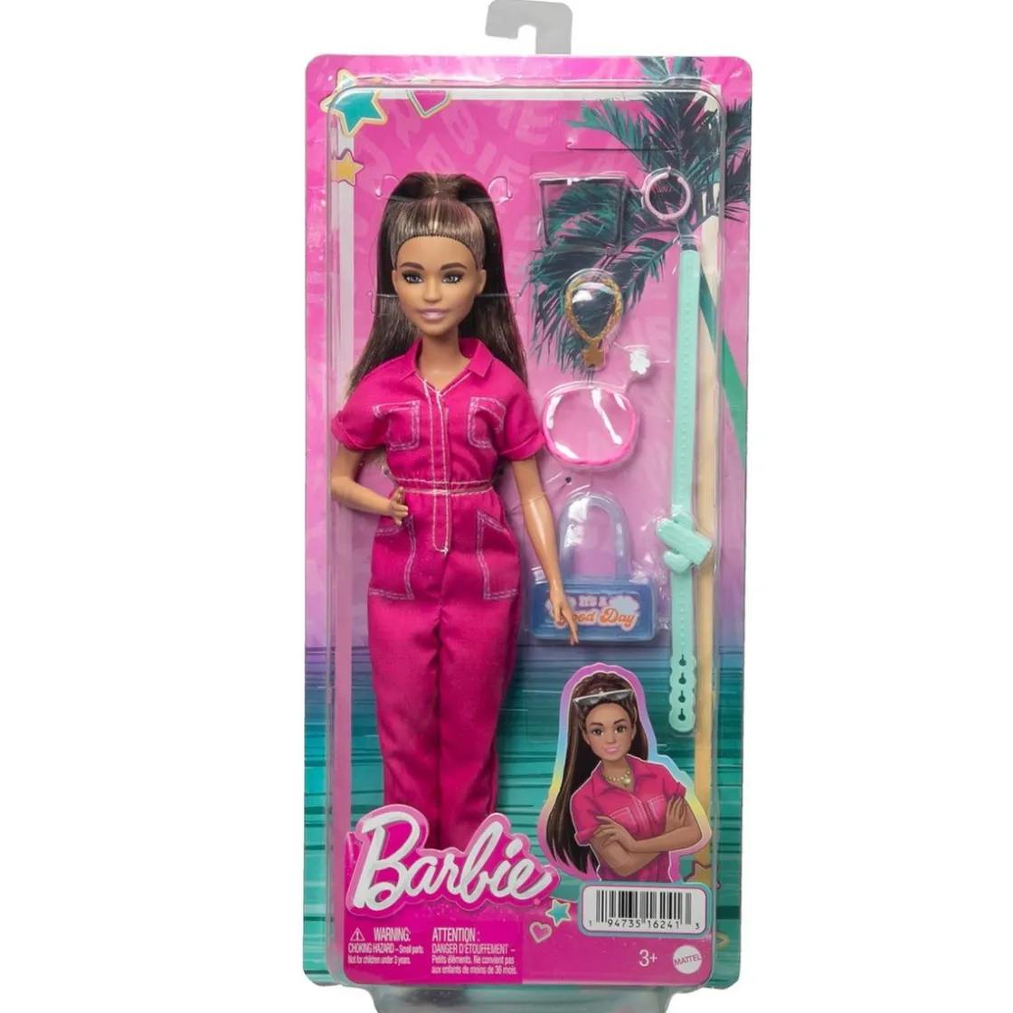 MATTEL Barbie - Muñeca con Mono Rosa y Complementos de Moda ㅤ* Muñecas
