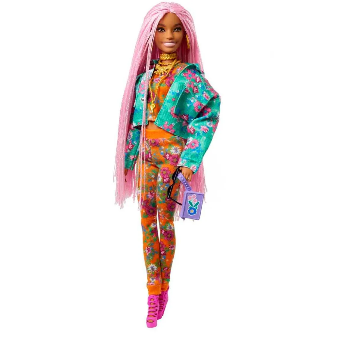 MATTEL Barbie - Muñeca Extra - Trenzas rosas