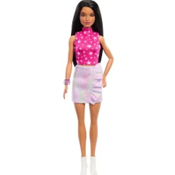 MATTEL Barbie - Muñeca Fashionista con Vestido Rosa Metálico ㅤ