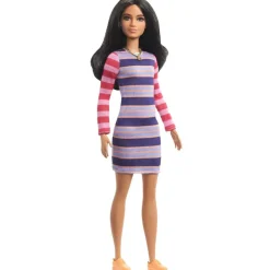BARBIE - Muñeca Fashionista - Vestido de rayas manga larga