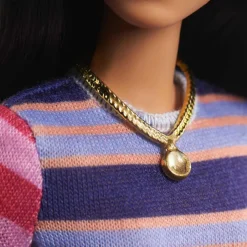 BARBIE - Muñeca Fashionista - Vestido de rayas manga larga