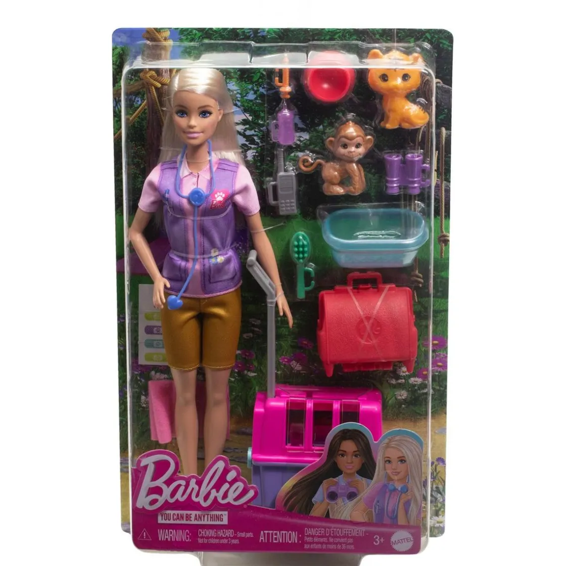 MATTEL Barbie - Muñeca Salvadora de Fauna con Accesorios de Rescate ㅤ
