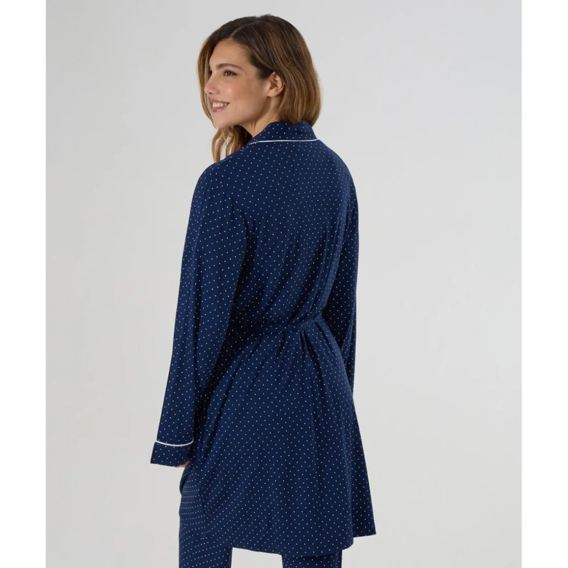 Prenatal Bata Premamá Azul con Estampado de Puntos* Premamá·Íntimo Y Noche|Íntimo Y Noche·Batas