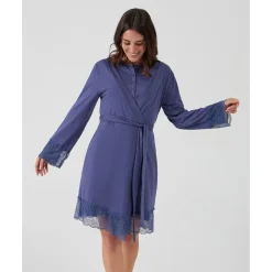 Prenatal Batín premamá de lactancia azul con encaje* Premamá·Íntimo Y Noche|Íntimo Y Noche·Batas