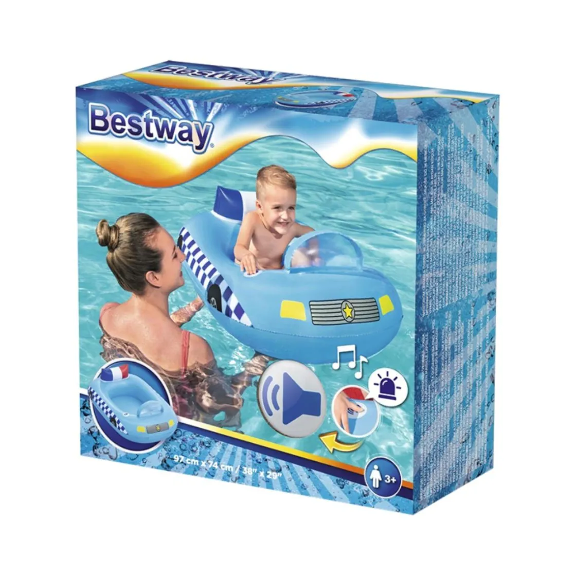 BEST WAY Bestway - Coche de policía hinchable con sonido