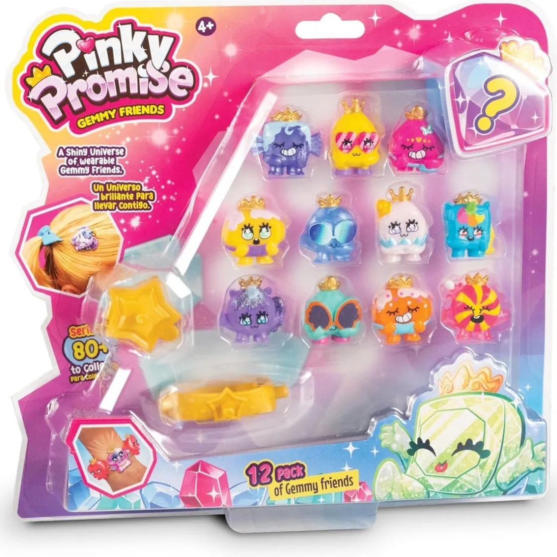 BIZAK - Blíster promesa rosa, pack de 12 gemas para coleccionar, incluye joyas, pulsera y anillo, y una preciosa gema oculta rara para continuar tu colección (Varios modelos) ㅤ