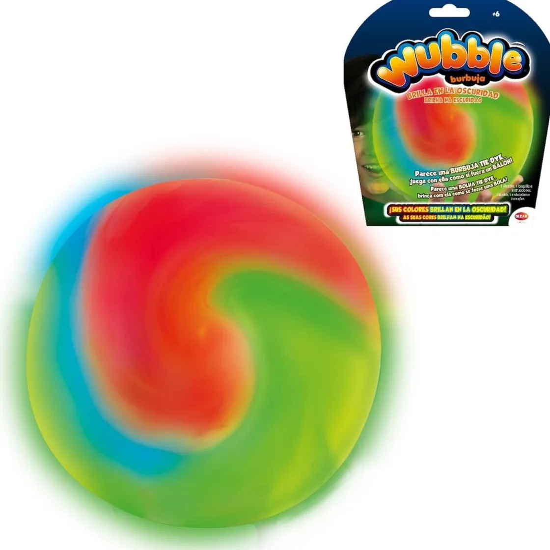BIZAK - Pelota Super Wubble Tyde Dye Brilla En La Oscuridad* Deportes