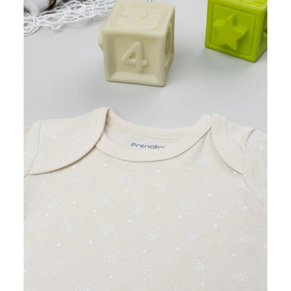 Prenatal Body beige de manga corta para bebé con estampado floral