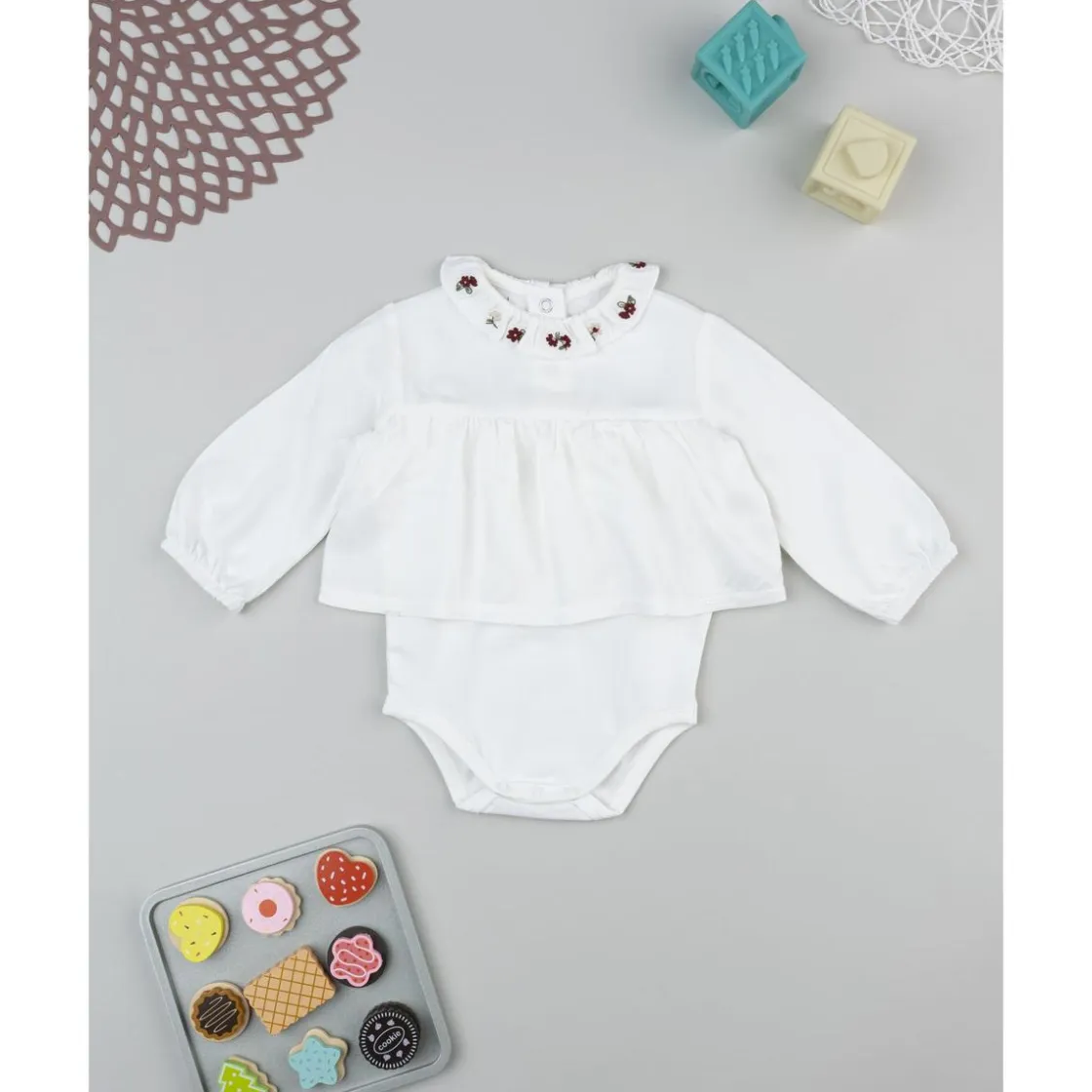 Prenatal Body de niña blanco con cuello bordado* Ropa Y Accesorios·Bodies|Recién Nacido·Ropa Y Accesorios