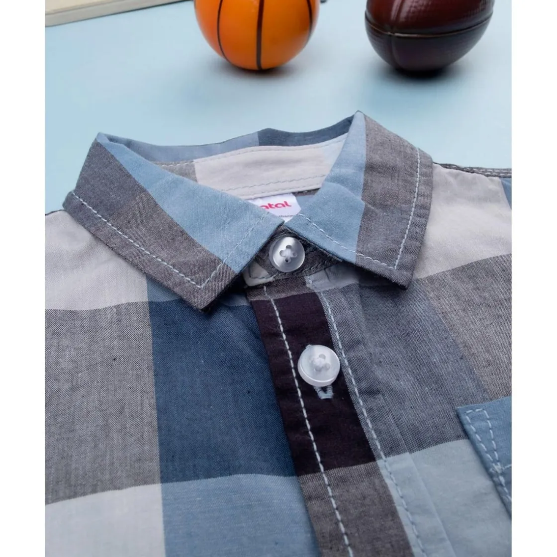 Prenatal Camisa a cuadros azul para niño