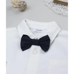 Prenatal Camisa niño blanca con pajarita azul