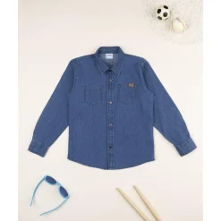 Prenatal Camisa niño en denim azul con bolsillos