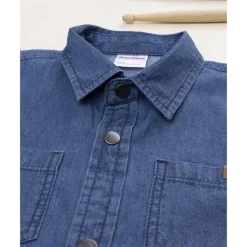 Prenatal Camisa niño en denim azul con bolsillos