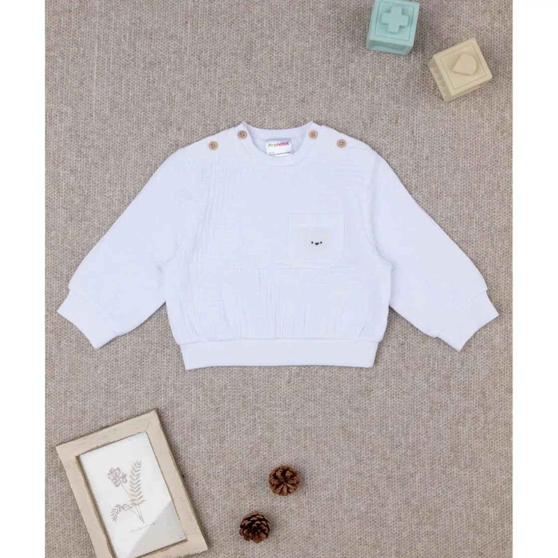 Prenatal Camiseta blanca de cuello redondo para niño* Recién Nacido·Ropa Y Accesorios|Ropa Y Accesorios·Punto