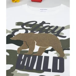 Prenatal Camiseta blanca de manga larga para niño con estampado de oso