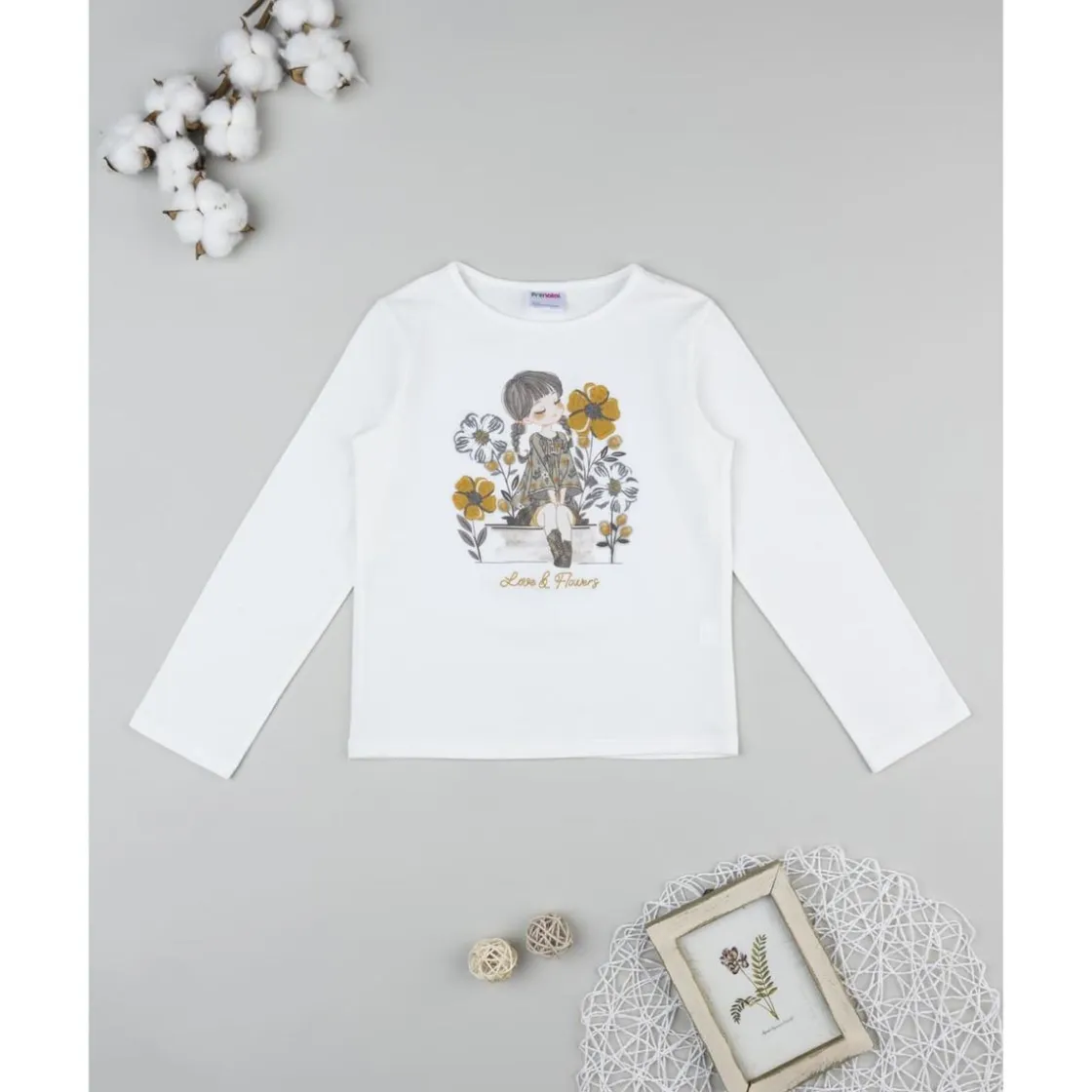 Prenatal Camiseta blanca niña con bordados florales* Niña·Niña 2-10 Años|Niña 2-10 Años·Camisas Y Camisetas