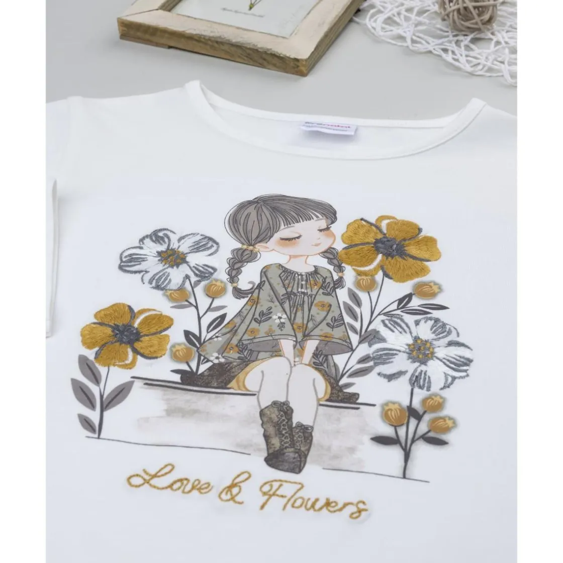 Prenatal Camiseta blanca niña con bordados florales* Niña·Niña 2-10 Años|Niña 2-10 Años·Camisas Y Camisetas