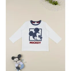 Prenatal Camiseta blanca y azul de manga larga para niño Mickey Mouse* Niño·Bebé Niño 3-36 Meses|Bebé Niño 3-36 Meses·Camisas Y Camisetas