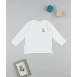 Prenatal Camiseta básica infantil blanca con parche de osito* Niño·Bebé Niño 3-36 Meses|Bebé Niño 3-36 Meses·Camisas Y Camisetas