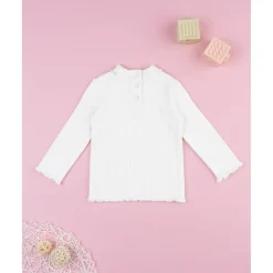 Prenatal Camiseta cuello alto canalé blanca niña