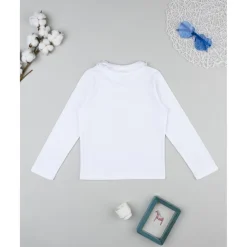 Prenatal Camiseta cuello alto niña blanca con lazo