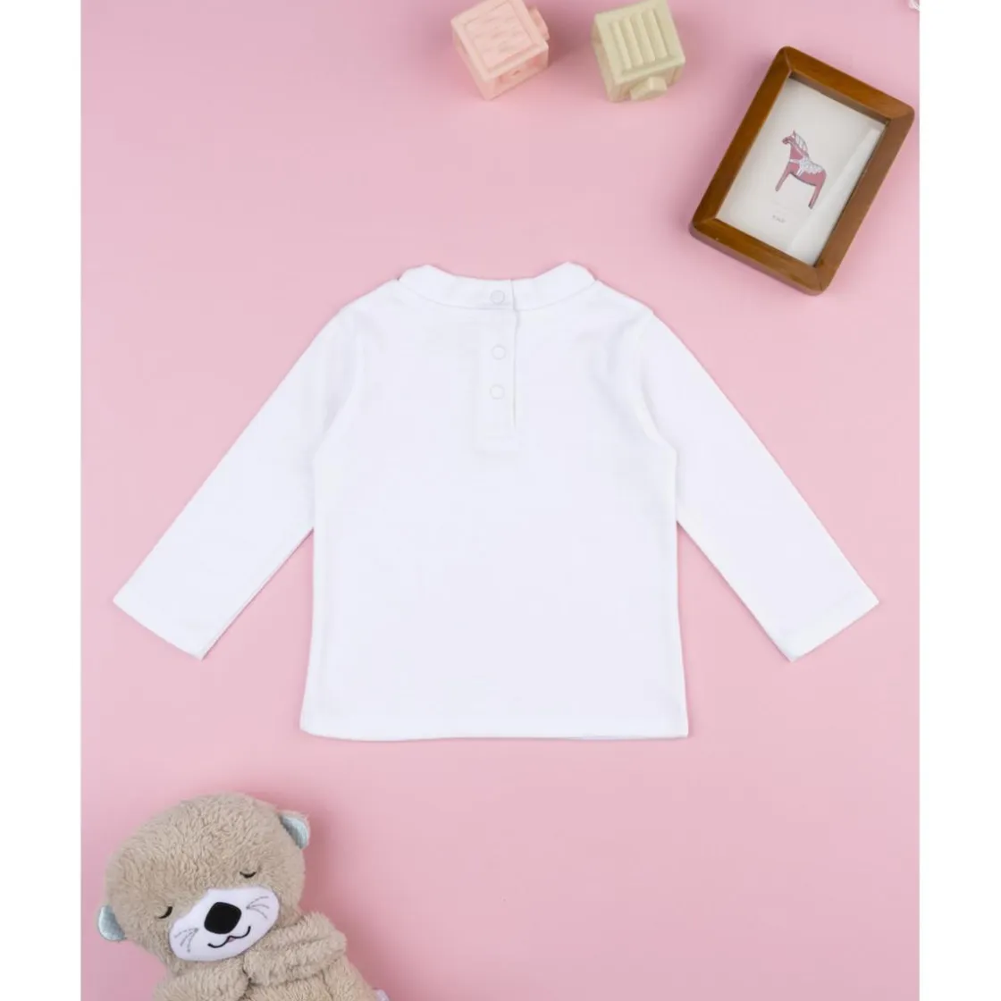 Prenatal Camiseta cuello alto niña blanca con osito* Niña·Bebé Niña 3-36 Meses|Bebé Niña 3-36 Meses·Camisas Y Camisetas