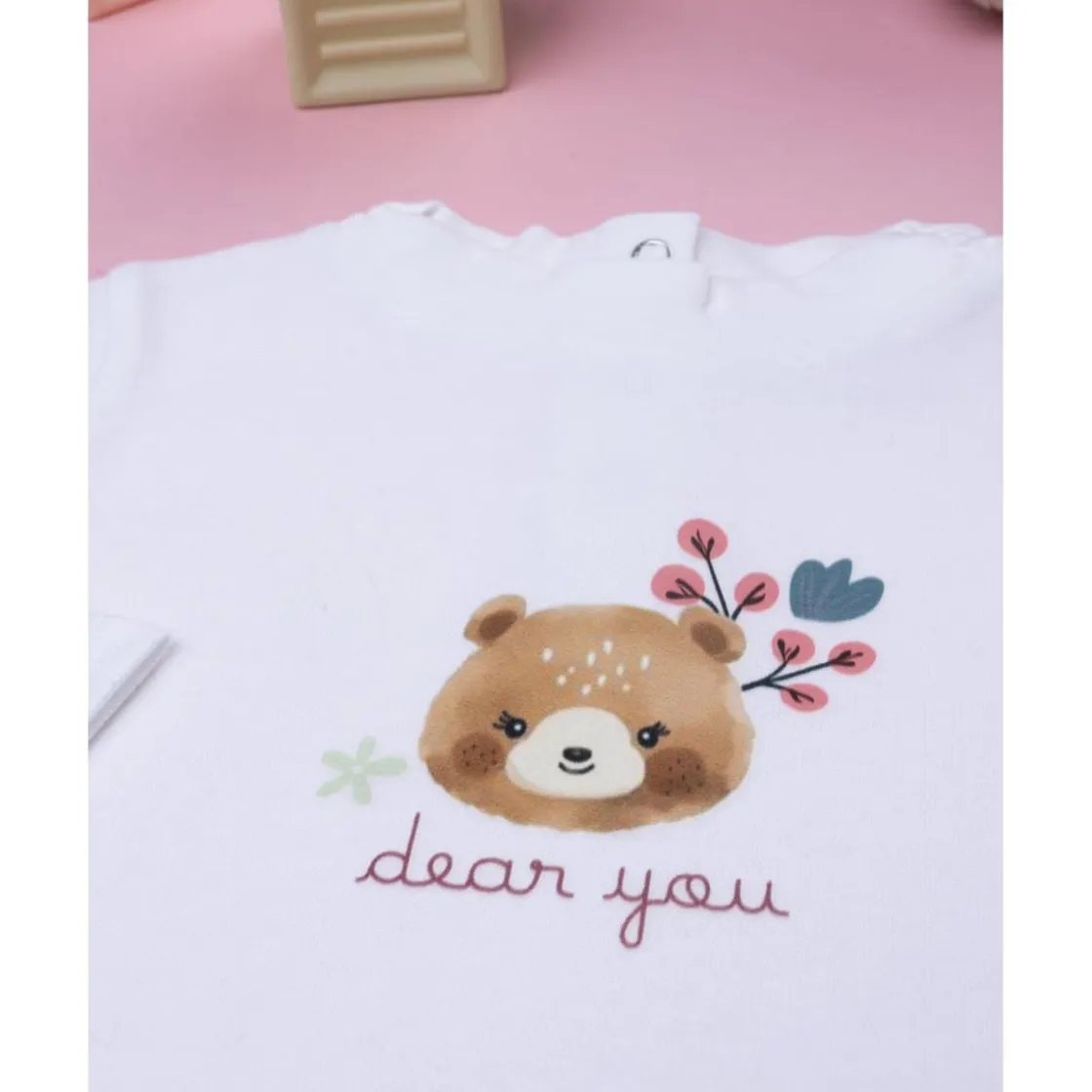 Prenatal Camiseta cuello alto niña blanca con osito* Niña·Bebé Niña 3-36 Meses|Bebé Niña 3-36 Meses·Camisas Y Camisetas