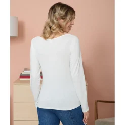 Prenatal Camiseta de lactancia blanca de jersey de algodón