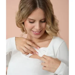Prenatal Camiseta de lactancia blanca de jersey de algodón
