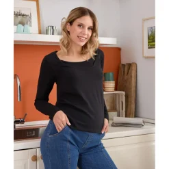 Prenatal Camiseta de lactancia negra de jersey de algodón* Moda·Camisetas|Premamá·Moda