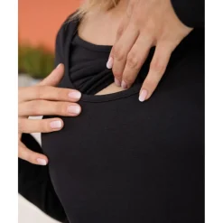 Prenatal Camiseta de lactancia negra de jersey de algodón* Moda·Camisetas|Premamá·Moda