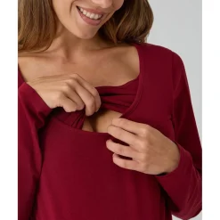 Prenatal Camiseta de lactancia roja de manga larga en punto elástico