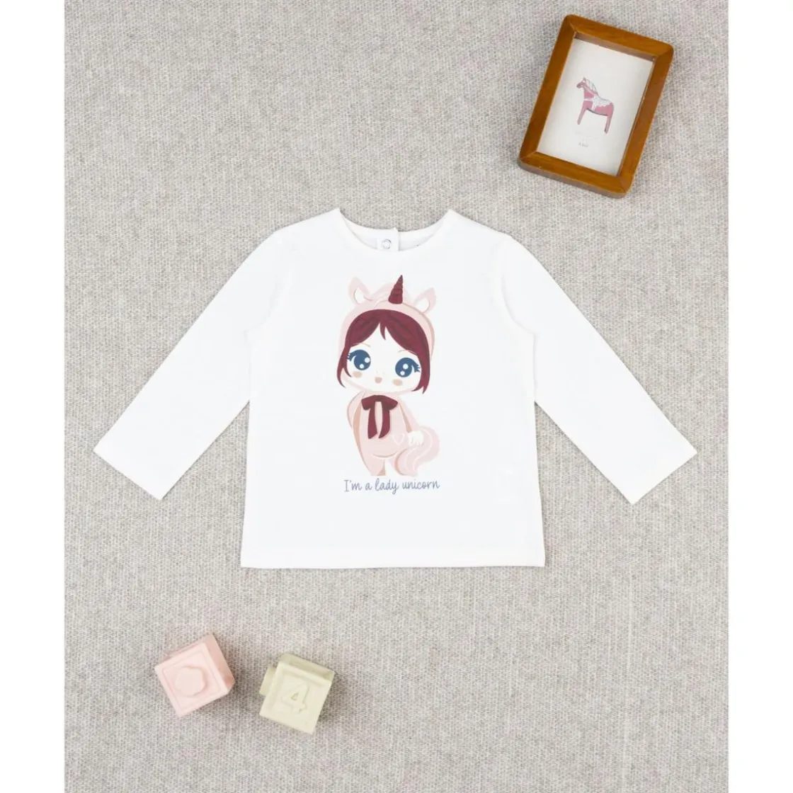 Prenatal Camiseta de niña blanca Lady Unicorn* Niña·Bebé Niña 3-36 Meses|Bebé Niña 3-36 Meses·Camisas Y Camisetas