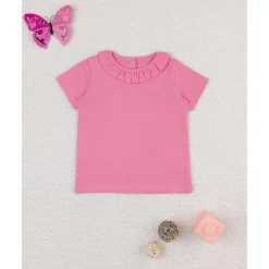 Prenatal Camiseta de niña rosa con cuello