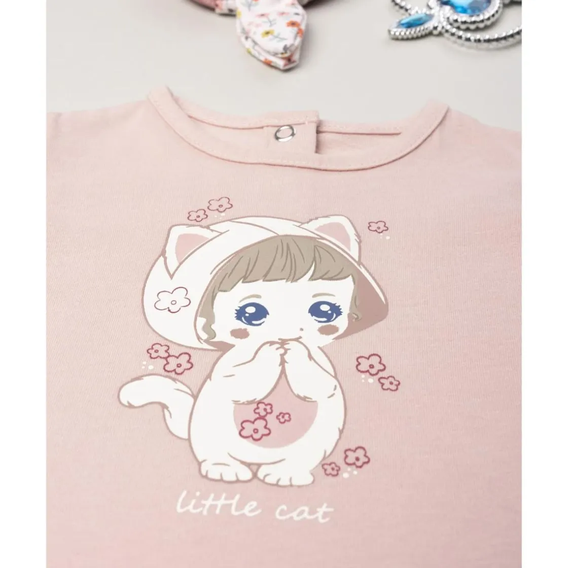 Prenatal Camiseta de niña rosa con estampado Oeko-Tex